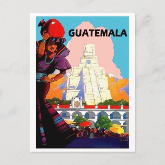 Guatemala, moedervrouw met aardewerk, piramide briefkaart (Voorkant)