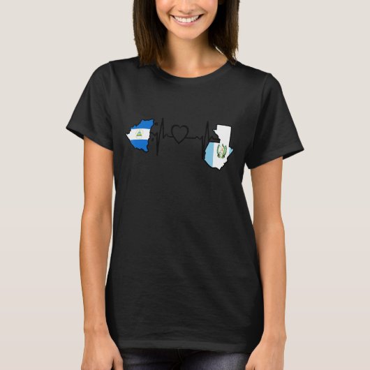 Guatemala Nicaragua Flag Guatemalan French Heartbe T-shirt (Voorkant)