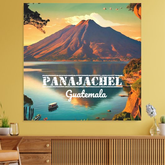 Guatemala Panajachel |  retro Canvas Afdruk (Insitu (Woonkamer))