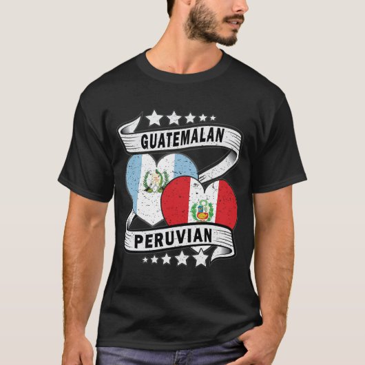 Guatemala Peru Vlag half Guatemalteeks half Peruvi T-shirt (Voorkant)