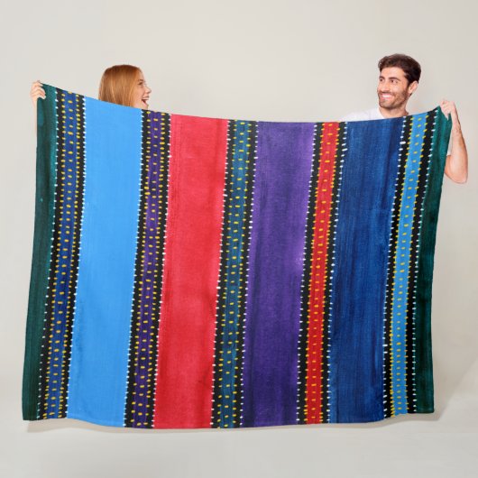 Guatemala Rainbow Fleece Blanket Deken (In situ)