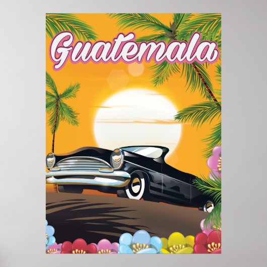 Guatemala Reisposter met vintage auto Poster (Voorkant)