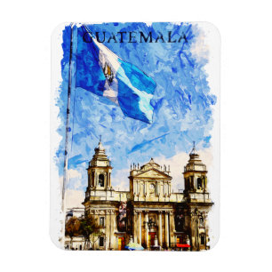 Guatemala Retro Reis Waterverfschildering Magneet