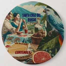 GUATEMALA, SANTA CRUZ DEL QUICHE Retro poster Ronde Button 6,0 Cm