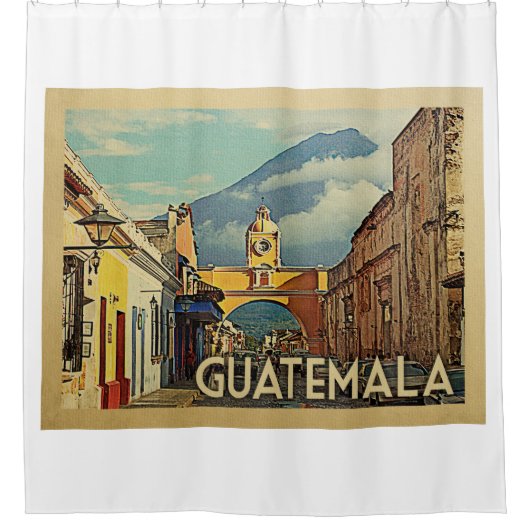 Guatemala Shower Curtain Vintage Travel Douchegordijn (Voorkant)