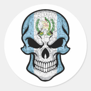 Guatemala Smiling Skull Flag Ronde Sticker