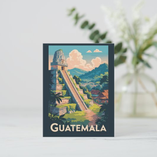 Guatemala Tikal Nationaal Park Illustratie Reizen Briefkaart (Staand voorkant)
