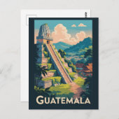 Guatemala Tikal Nationaal Park Illustratie Reizen Briefkaart (Voorkant / Achterkant)