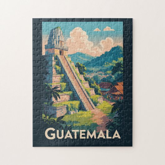 Guatemala Tikal Nationaal Park Illustratie Reizen Legpuzzel (Verticaal)