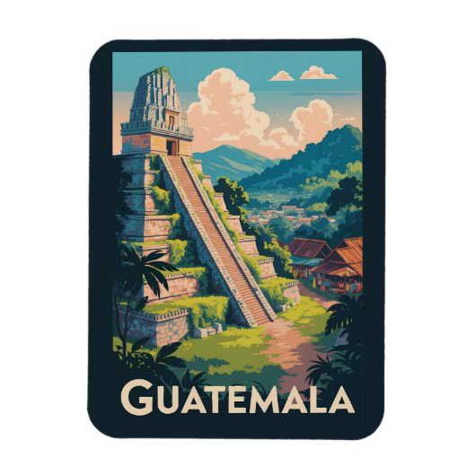 Guatemala Tikal Nationaal Park Illustratie Reizen Magneet (Verticaal)
