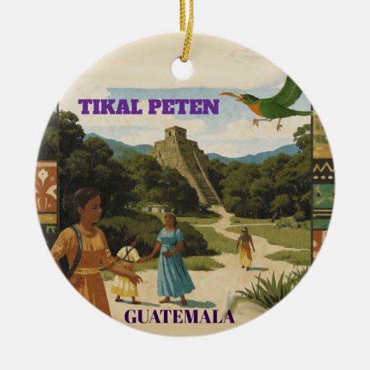 GUATEMALA TIKAL PETEN Retro poster Keramisch Ornament (Voorkant)