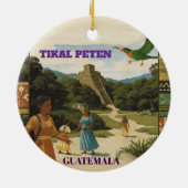 GUATEMALA TIKAL PETEN Retro poster Keramisch Ornament (Achterkant)