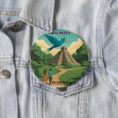 GUATEMALA, TIKAL PETEN Retro poster Ronde Button 4,0 Cm (In situ)