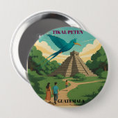 GUATEMALA, TIKAL PETEN Retro poster Ronde Button 4,0 Cm (Voorkant /achterkant)