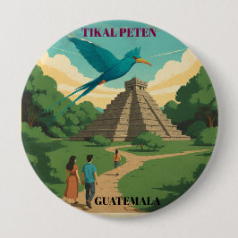 GUATEMALA, TIKAL PETEN Retro poster Ronde Button 4,0 Cm