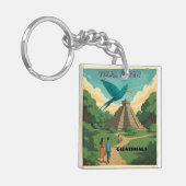 GUATEMALA, TIKAL PETEN Retro poster Sleutelhanger (Voorkant Links)
