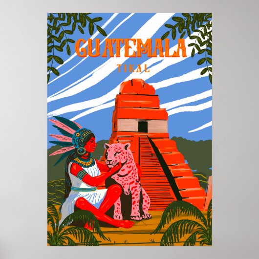 Guatemala tikal reisposter sticker muurkunst poster (Voorkant)
