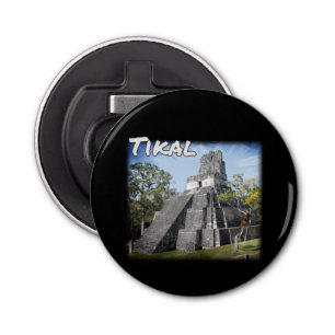 Guatemala Tikal Ruins Temple Button Flesopener