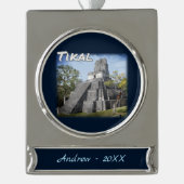 Guatemala Tikal Ruins Temple Verzilverd Banner Ornament (Voorkant)