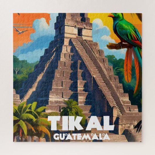 Guatemala Tikal Temple | retro Legpuzzel (Verticaal)