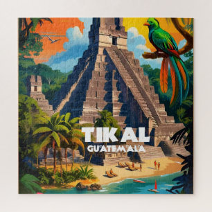Guatemala Tikal Temple retro Legpuzzel