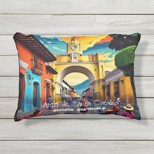 Guatemala Travel Vintage Poster Antigua Buitenkussen (Voorkant)