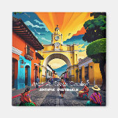 Guatemala Travel Vintage Poster Antigua Magneet (Voorkant)