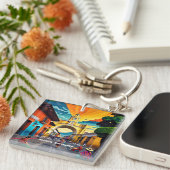 Guatemala Travel Vintage Poster Antigua Sleutelhanger (Voorkant Rechts)