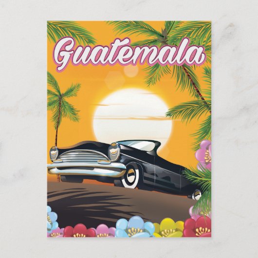 Guatemala vintage auto reisposter briefkaart (Voorkant)