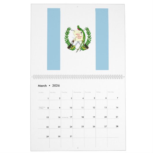 Guatemala-vlag Emblem Kalender (Mar 2026)