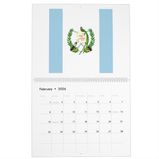 Guatemala-vlag Emblem Kalender (Feb 2026)