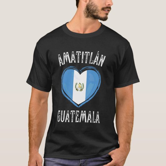 Guatemala Vlag Hart Amatitlan Stad T-shirt (Voorkant)