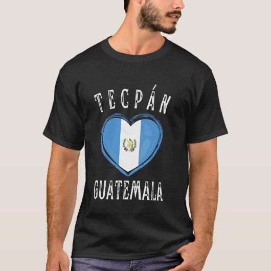 Guatemala Vlag Hart Tecpan Stad T-shirt (Voorkant)