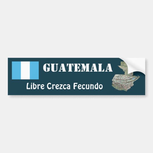 Guatemala Vlag + Kaart Bumpersticker (Voorkant)