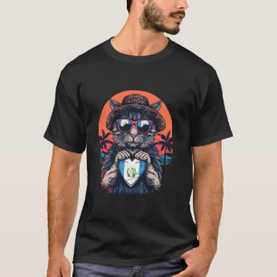 Guatemala Vlag Kat Zonsondergang Tropisch Zomer Gu T-shirt