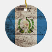 Guatemala Vlag op de Oude Hout Grain Keramisch Ornament (Voorkant)