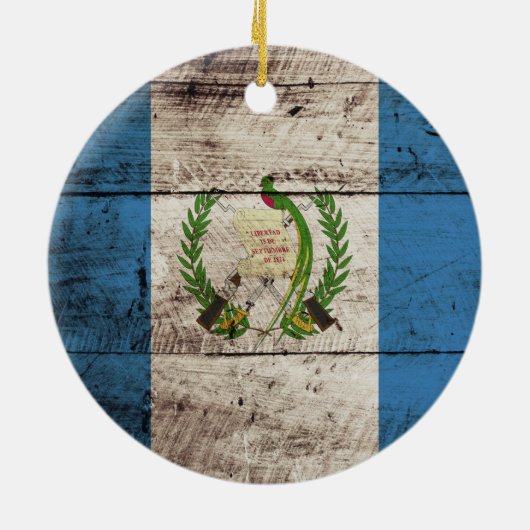 Guatemala Vlag op de Oude Hout Grain Keramisch Ornament (Achterkant)