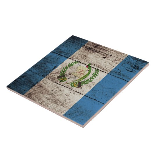 Guatemala Vlag op de Oude Hout Grain Tegeltje (Zijkant)