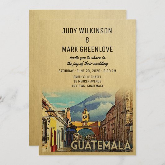 Guatemala Wedding Invitation Middeleeuwen Kaart (Voorkant / Achterkant)