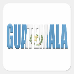 Guatemala woord bedekt met de nationale vlag vierkante sticker