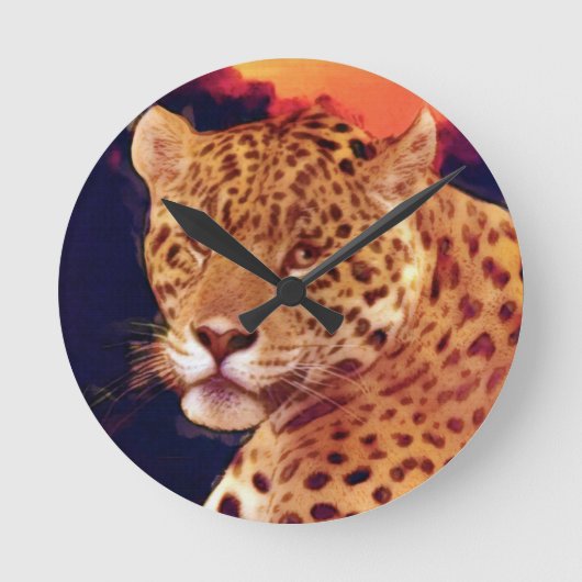 Guatemalan Jaguar Wildlife Wall Clock Ronde Klok (Voorkant)