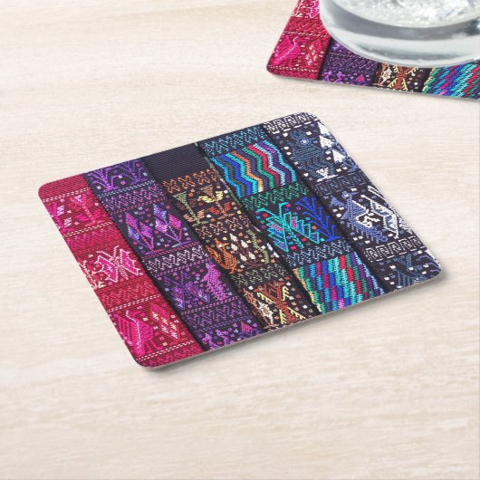 Guatemalan textile designs kartonnen onderzetters (Schuin)
