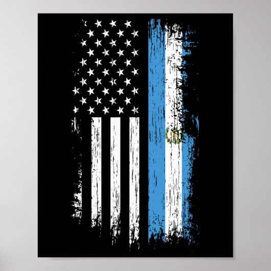 Guatemalteeks-Amerikaanse Vlag - Trots Guatemala V Poster (Voorkant)