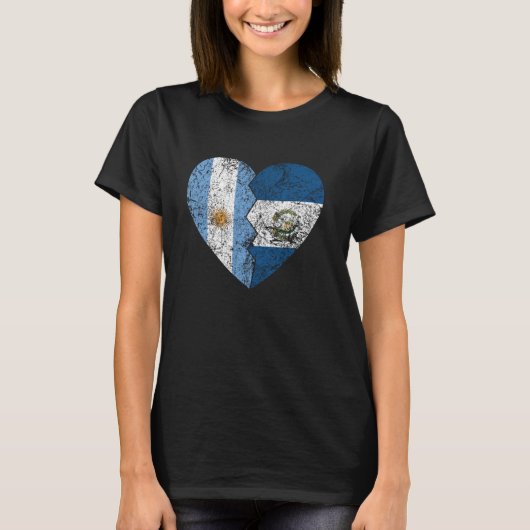 Guatemalteekse Argentijnse Vlaggen Hart Argentinië T-shirt (Voorkant)