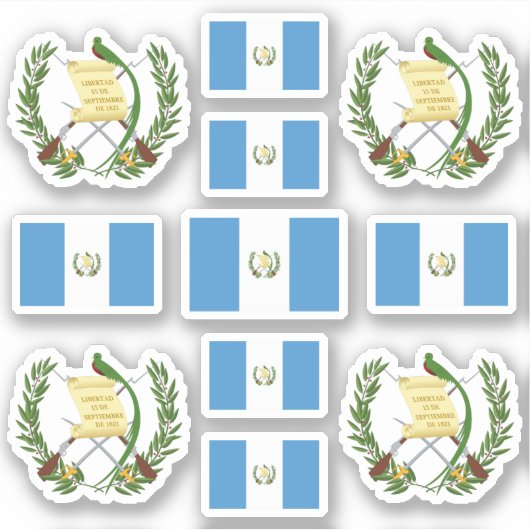 Guatemalteekse staatssymbolen / wapenschild en vla sticker (Voorkant)
