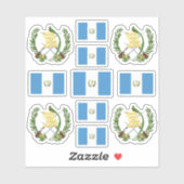 Guatemalteekse staatssymbolen / wapenschild en vla sticker (Vel)