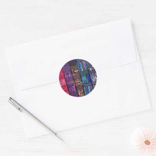 Guatemalteekse textieldesign ronde sticker (Envelop)