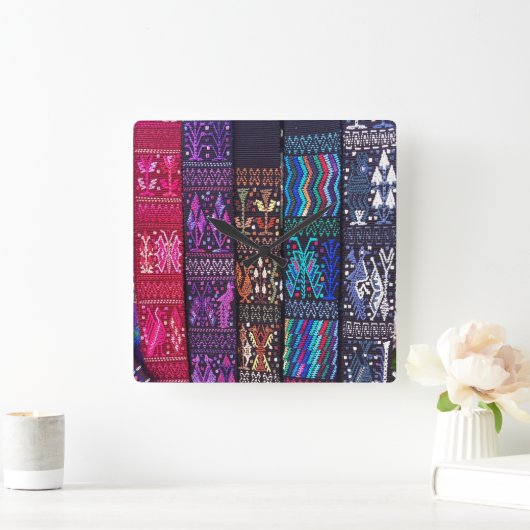 Guatemalteekse textieldesign vierkante klok (Huis)
