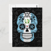 Guatemalteekse vlag Suikerschedel met Roos Briefkaart (Voorkant / Achterkant)