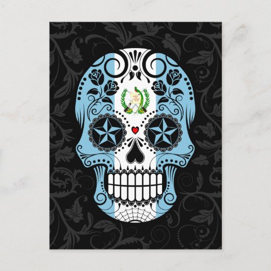 Guatemalteekse vlag Suikerschedel met Roos Briefkaart (Voorkant)